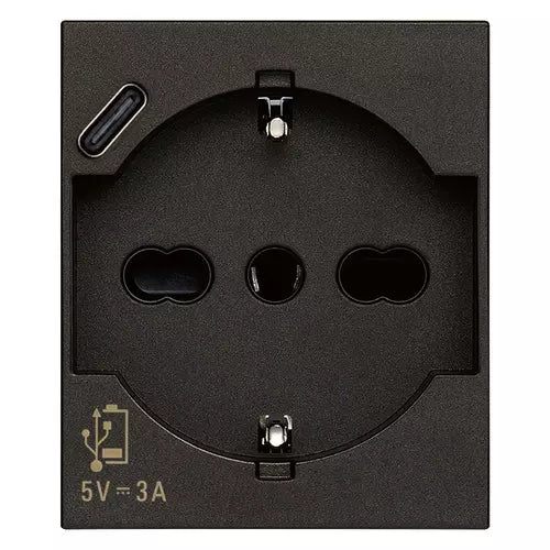 Presa 2P+T 16A universale + USB C bianco 2 moduli Vimar Linea bianco-nero-canapa 30210.USBB/G/C Presa 2P+T 16A universale + USB C bianco 2 moduli Vimar Linea bianco-nero-canapa 30210.USBB/G/C
